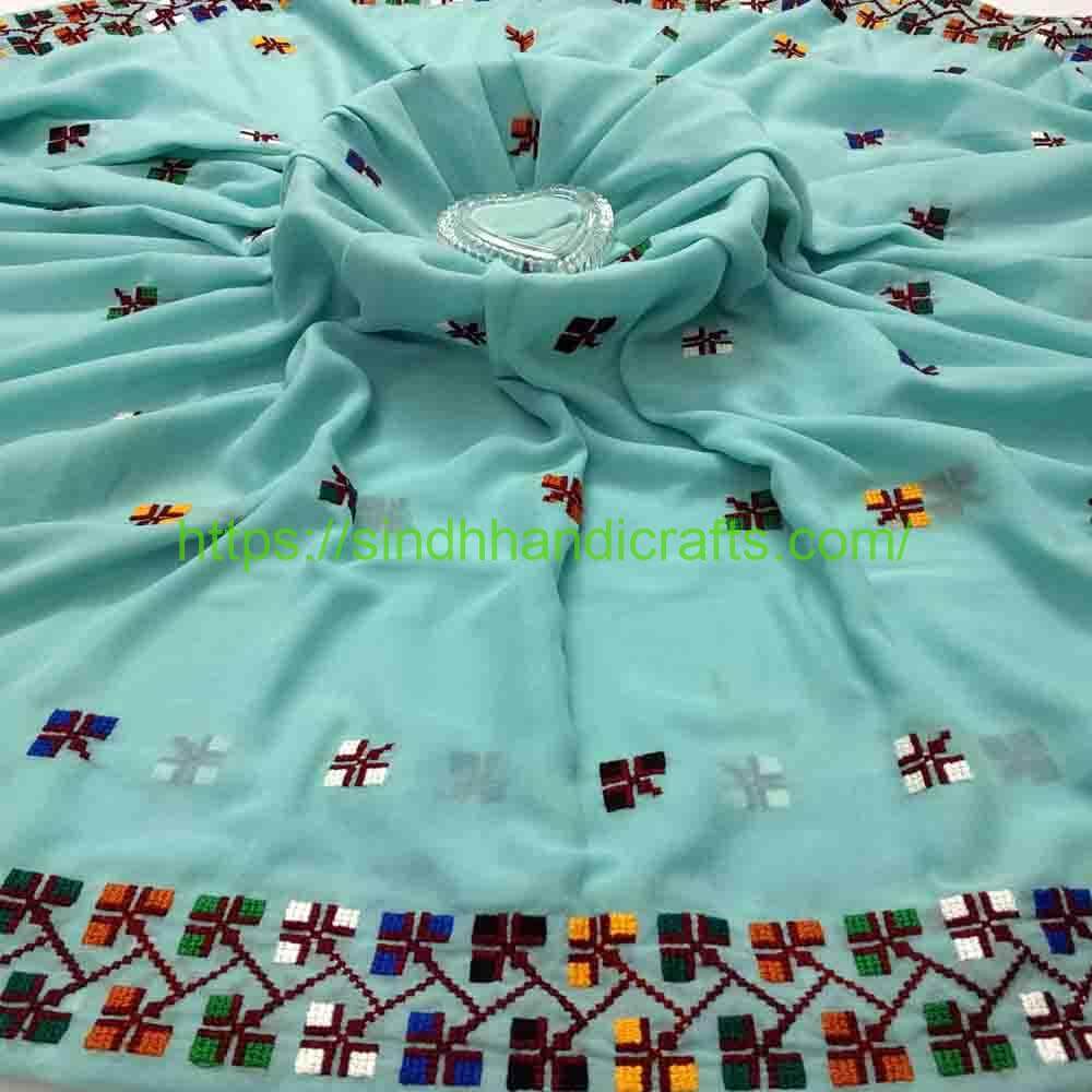 Cross Stitch Embroidered Chadar 18 Floral Chadar Design
