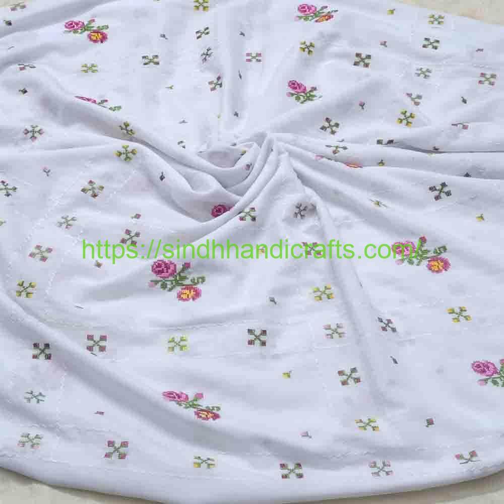 Cross Stitch Embroidered Chadar 7 White Chadar Design for Ladies