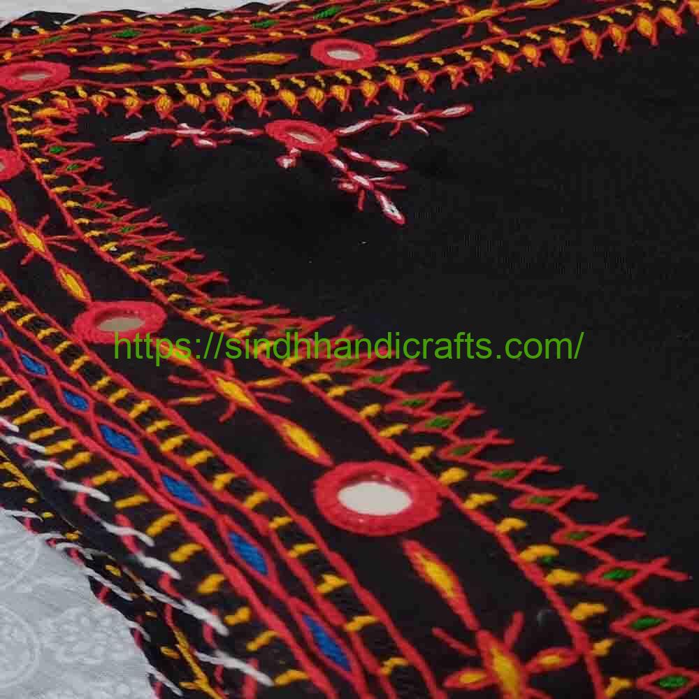 Hand Embroidered Chadar 41a Hand Embroidered Black Chadar for Women