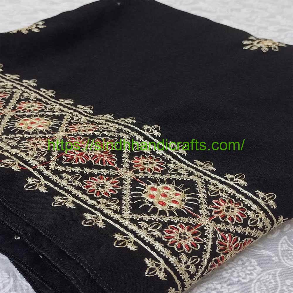 Hand Embroidered Chadar 4a Classy Black Chadar Design for Ladies