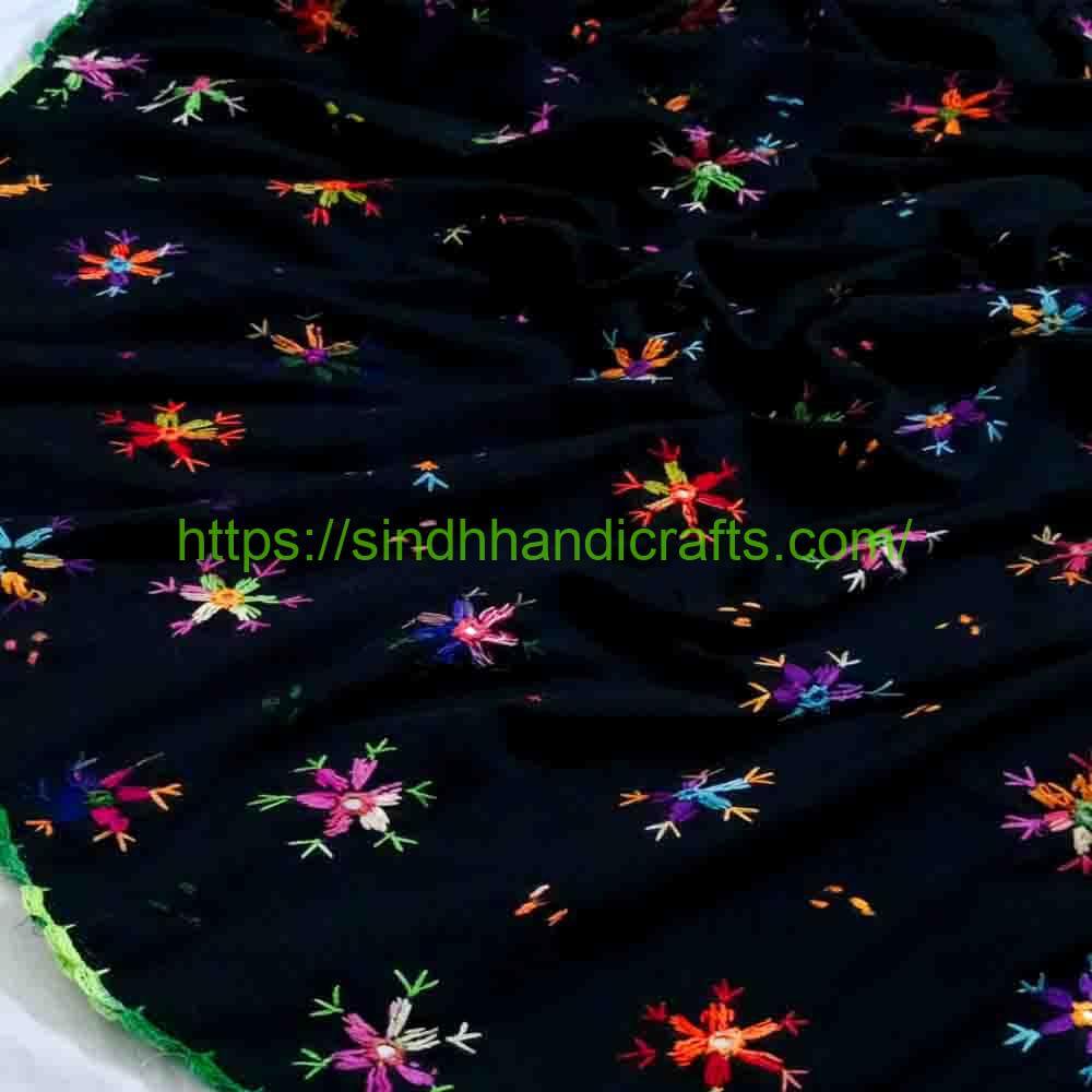 Hand Embroidered Chadar 61a Black Sindhi Chadar Design for Ladies
