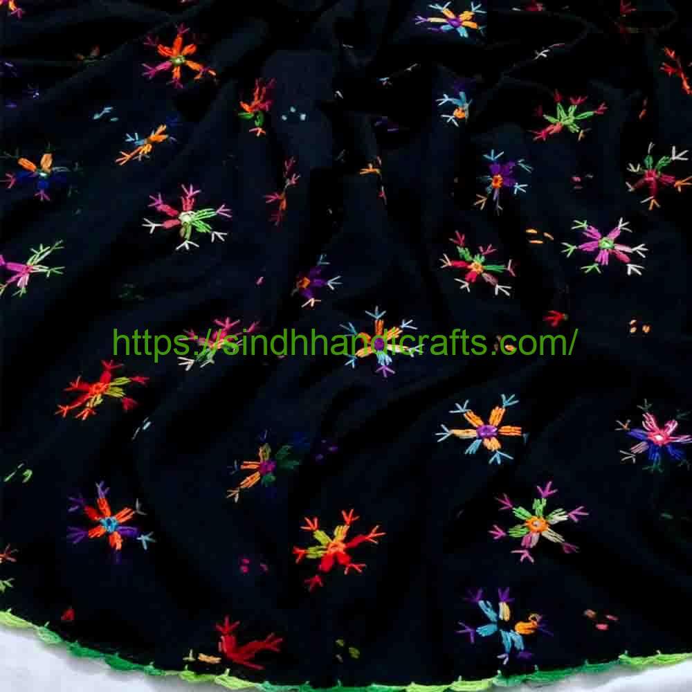 Hand Embroidered Chadar 61aa Black Sindhi Chadar Design for Ladies
