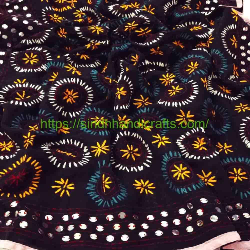 Handmade Phulkari Dupatta 9a Classic Black Phulkari Dupatta