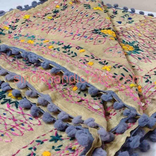Traditional Hand Embroidery Organza Dupatta