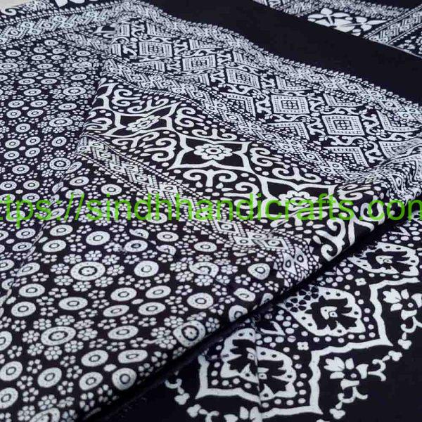 Sindhi Ajrak in Linen Fabric