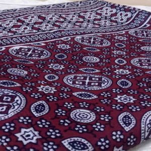Sindhi Ajrak in Linen Fabric