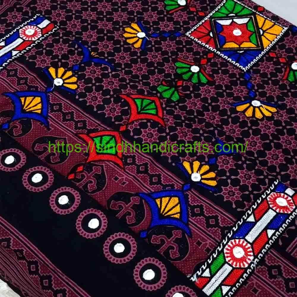 Mirror Work Ajrak Design For Women 24 Sindhi Ajrak with Mirror work (for Ladies)