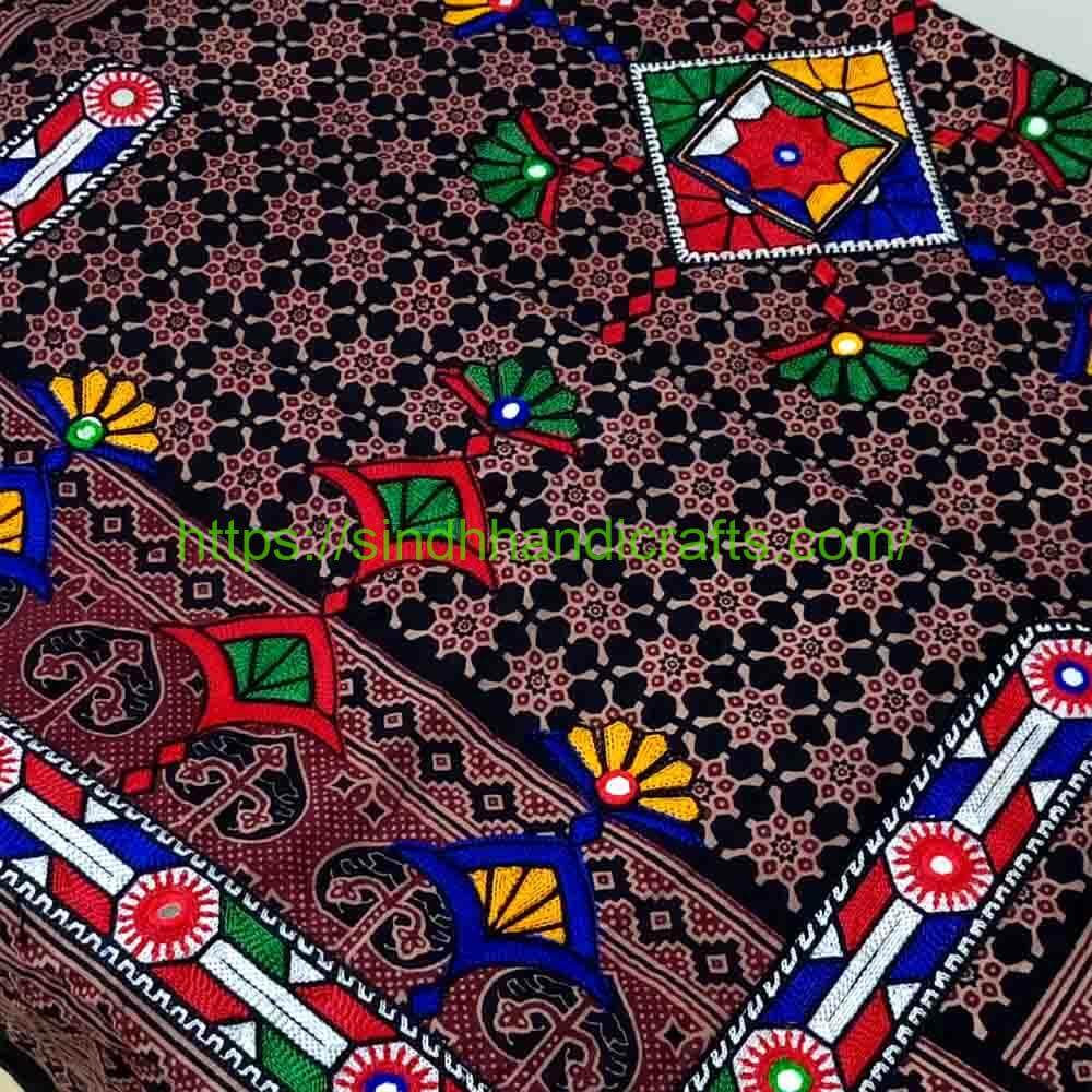 Mirror Work Ajrak Design For Women 25 Sindhi Ajrak for Ladies with mirror work