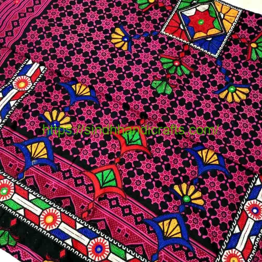Mirror Work Ajrak Design For Women 28 Sindhi Ajrak for Ladies with mirror work