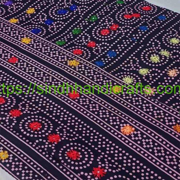 Sindhi Ajrak with Mirror work