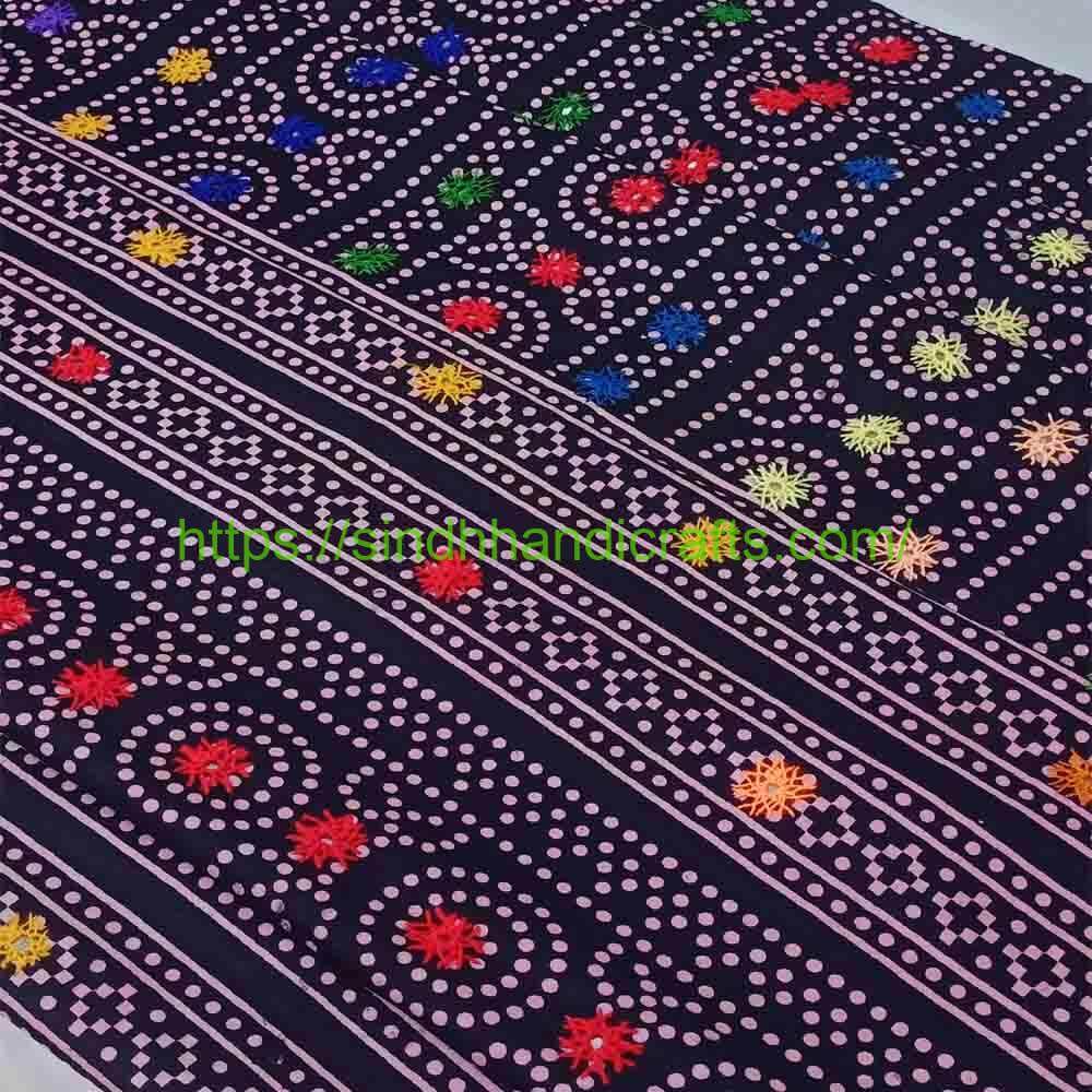 Mirror Work Ajrak Design for women21 Sindhi Ajrak with Mirror work