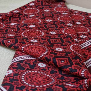 Sindhi Ajrak design in red color