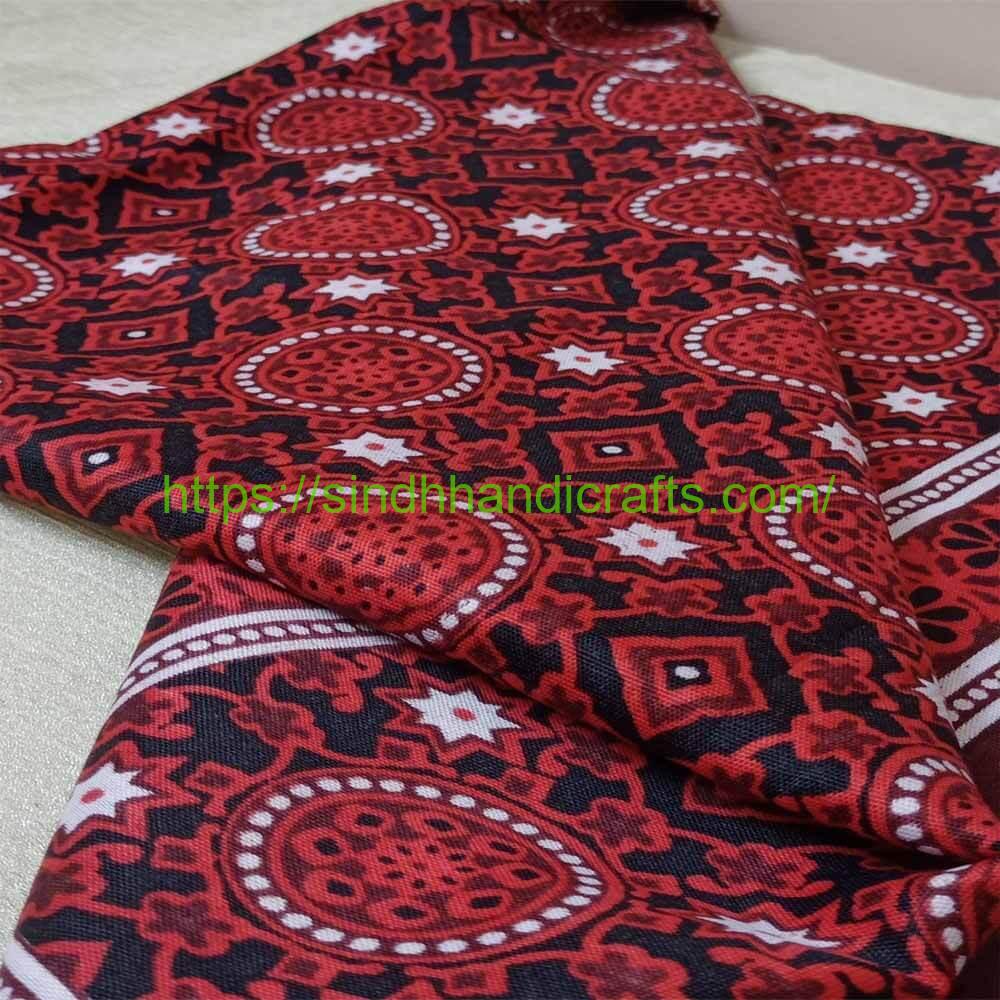ajrak 5a Sindhi Ajrak design in red color