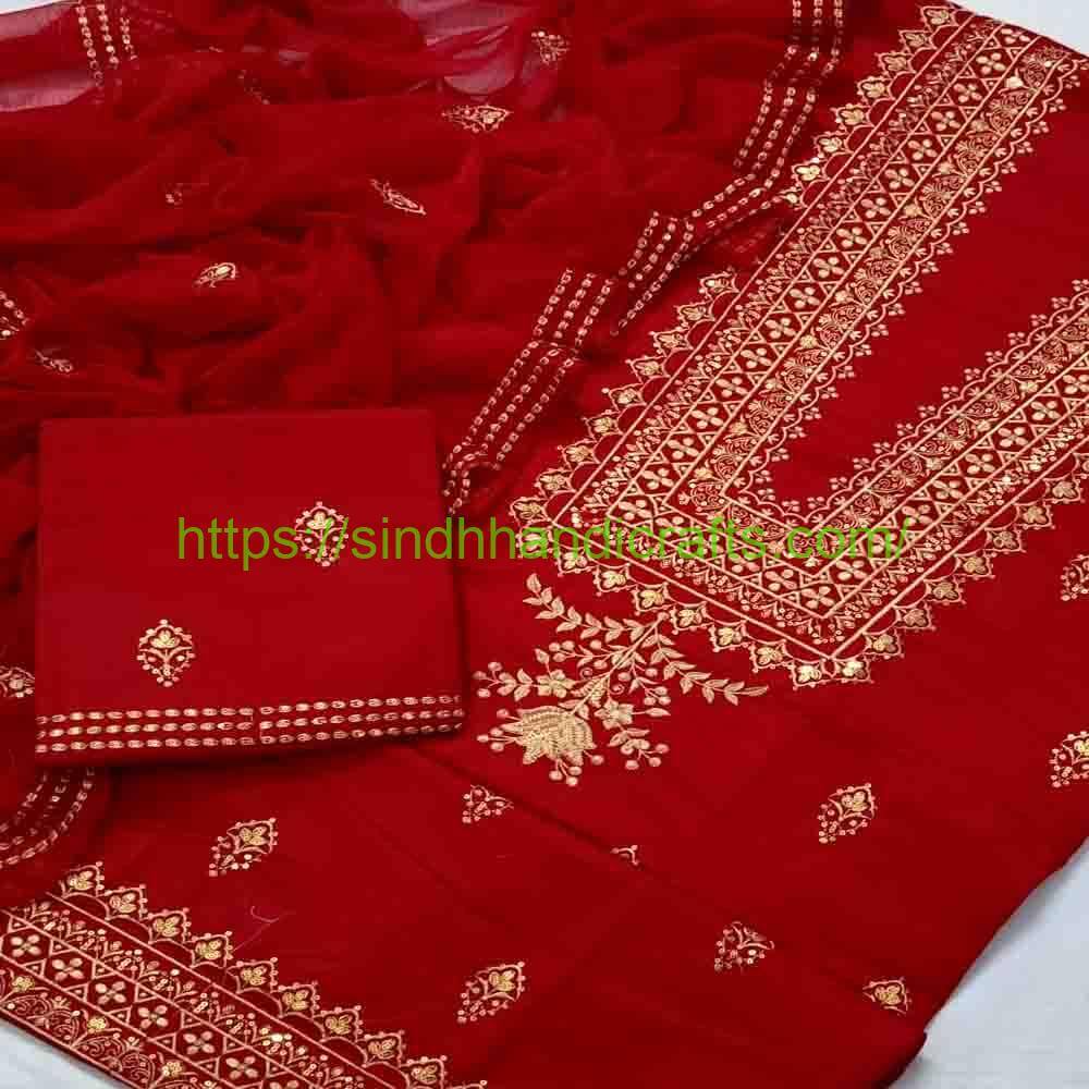 3 Piece Embroidered Dress for Women 32 Sindhi Dress for Girls with Modern Touch