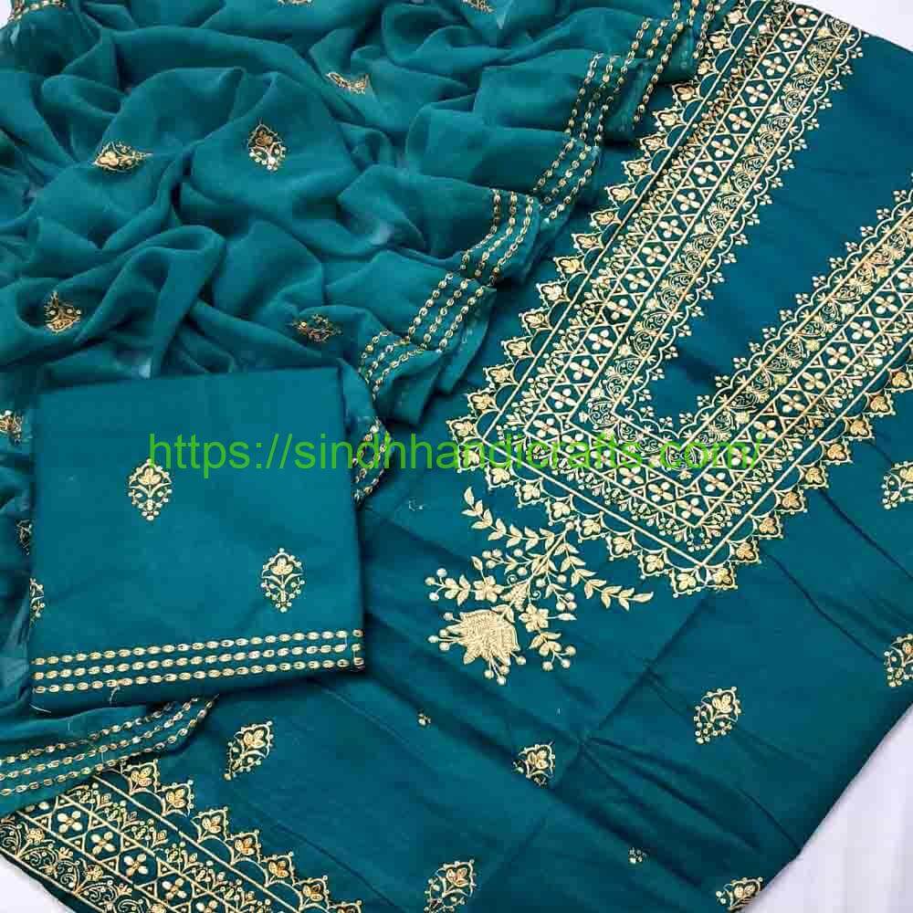 3 Piece Embroidered Dress for Women 33 Sindhi Embroidery Dress for Women