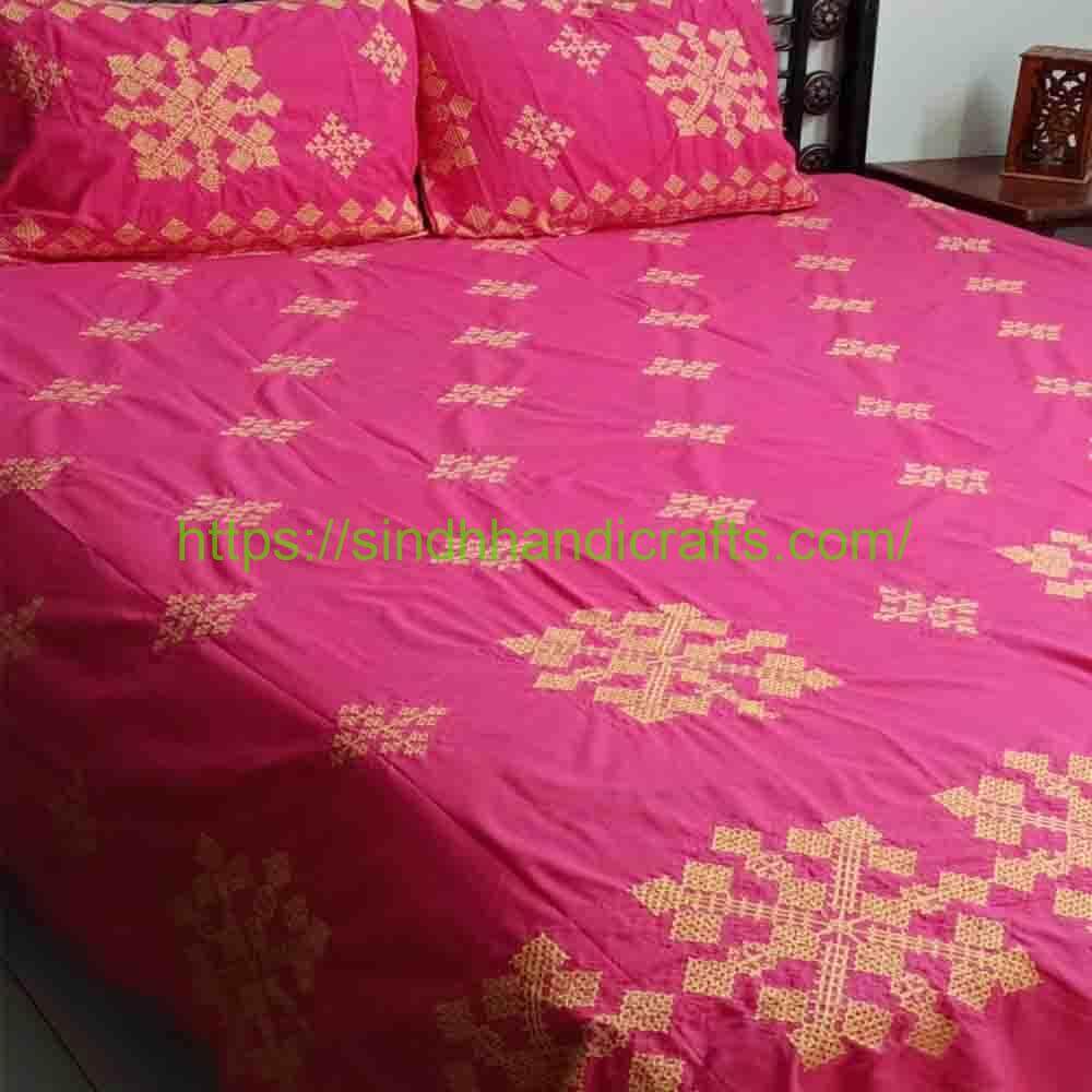 Aari Work Embroidered Bedsheet 1b Luxurious Embroidered Bed sheets Online Pakistan (with 2 Pillow Covers)