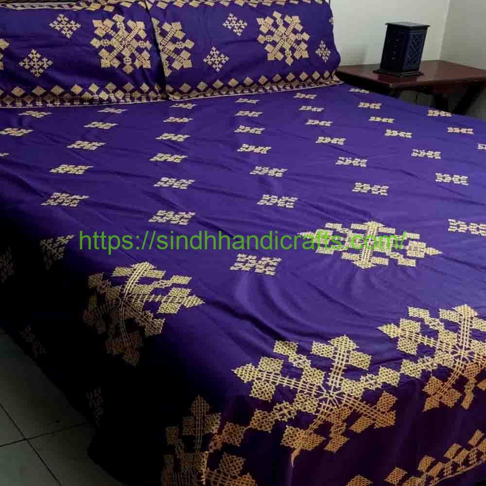 Aari Work Embroidered Bedsheet 4b Luxurious Embroidered Bed sheets Online Pakistan (with 2 Pillow Covers)