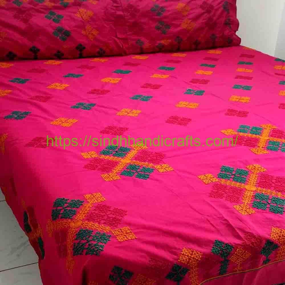 Aari Work Embroidered Bedsheet 5b Sindhi Embroidery Bed sheets