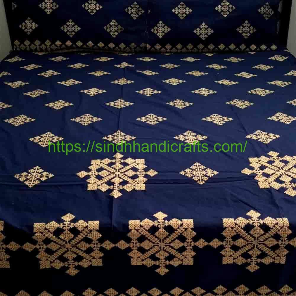 Aari Work Embroidered Bedsheet 6a Sindhi embroidered bed sheets