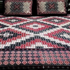Traditional Sindhi Ajrak Bed Sheets Design with 2 Pillow Covers