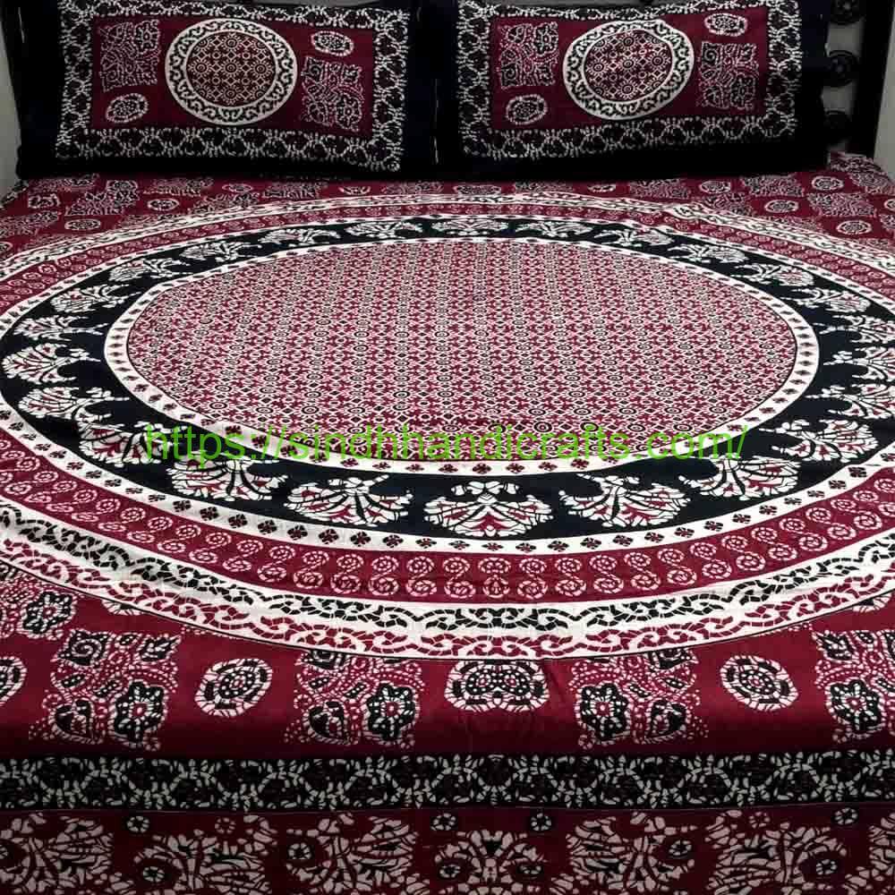 Ajrak Design Block Print Bed Sheet 7a Ajrak Bed Sheet Design