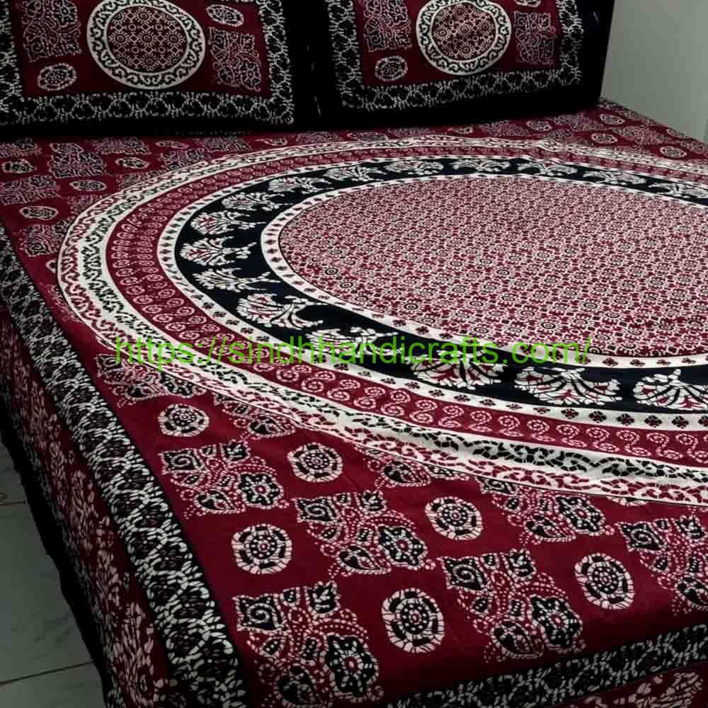 Ajrak Design Block Print Bed Sheet 7b Ajrak Bed Sheet Design