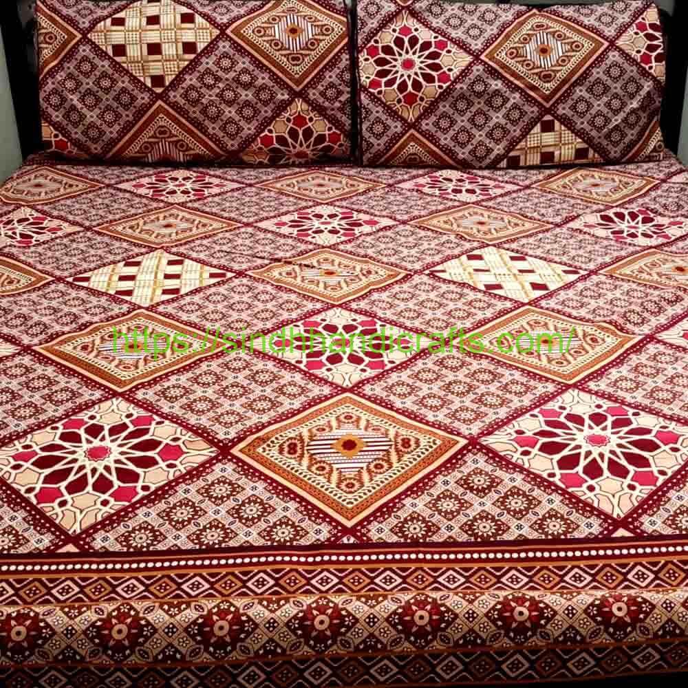 Ajrak Design Block Print Bed Sheet 9a Ajrak Bed Sheet Design