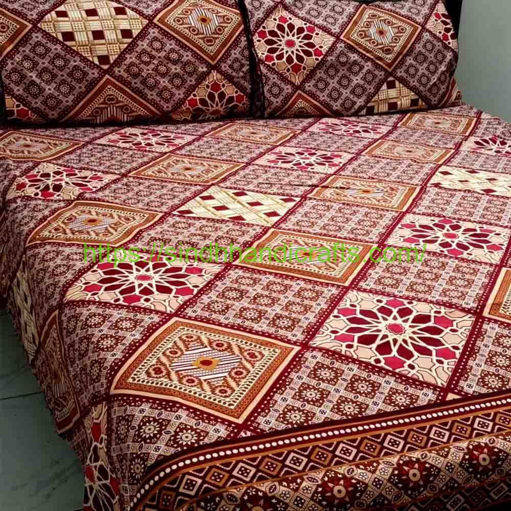 Ajrak Design Block Print Bed Sheet 9b Ajrak Bed Sheet Design