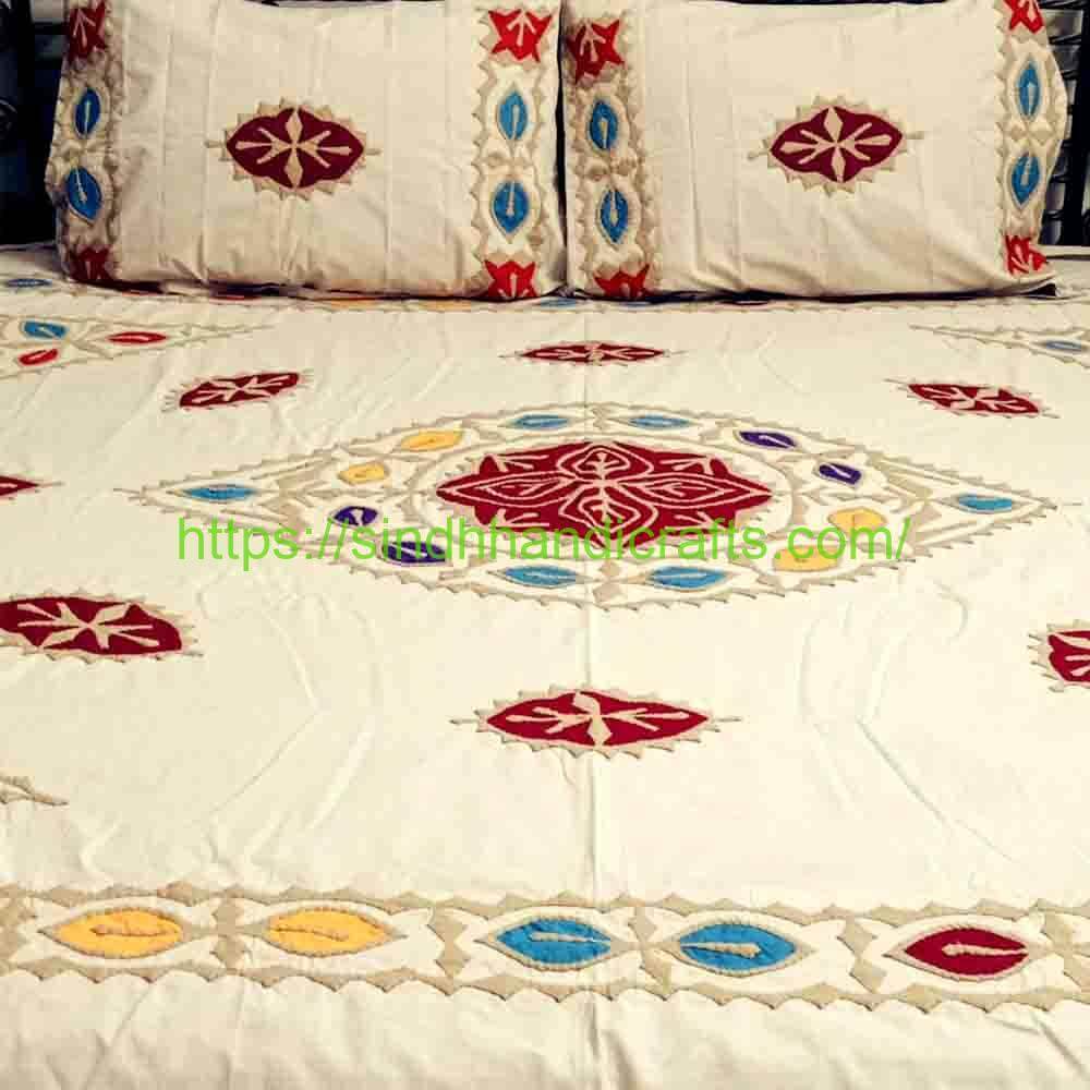 Applique Bedsheet 21a Sindhi embroidered bed sheets