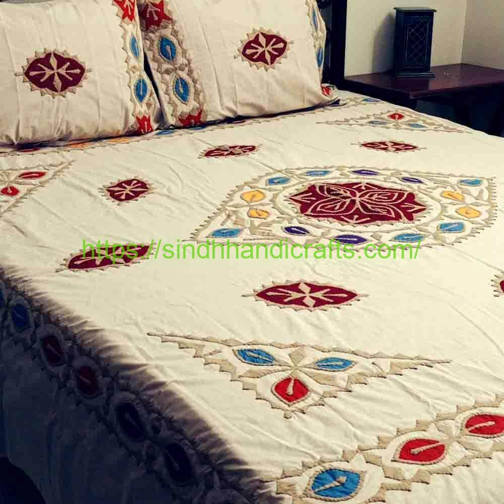 Applique Bedsheet 21b Sindhi embroidered bed sheets