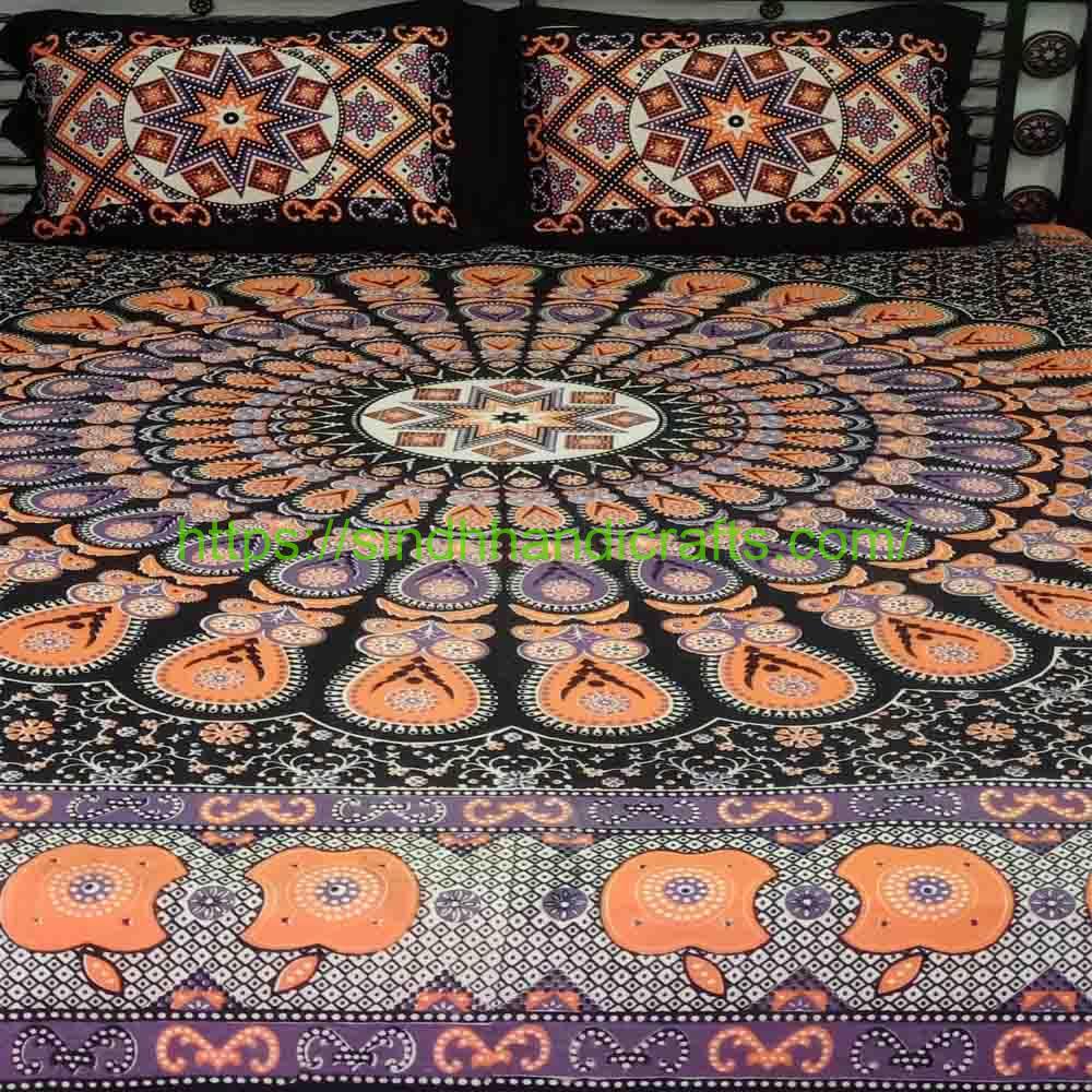 Block Print Bed Sheet 11a Floral bed sheet design