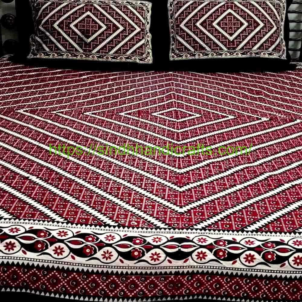 Block Print Bed Sheet 22a Ajrak Bed Sheet Design