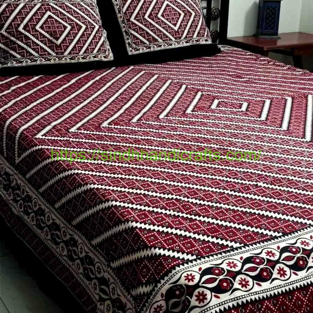 Block Print Bed Sheet 22b Ajrak Bed Sheet Design