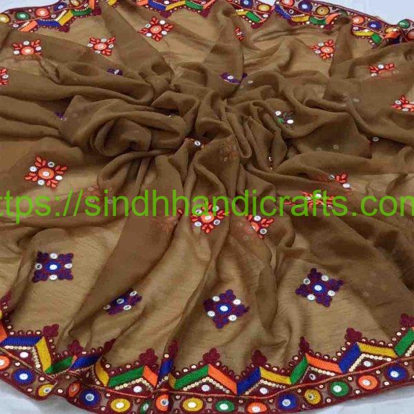 Floral Embroidered Chiffon Dupatta