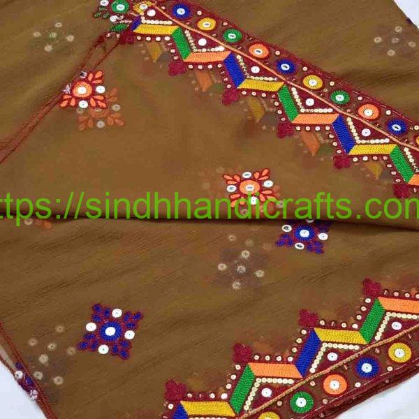 Floral Embroidered Chiffon Dupatta