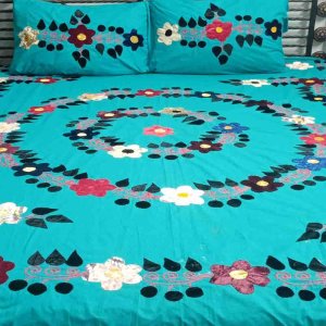 Applique Work Designs Bed Sheets