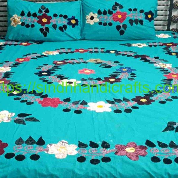 Applique Work Designs Bed Sheets