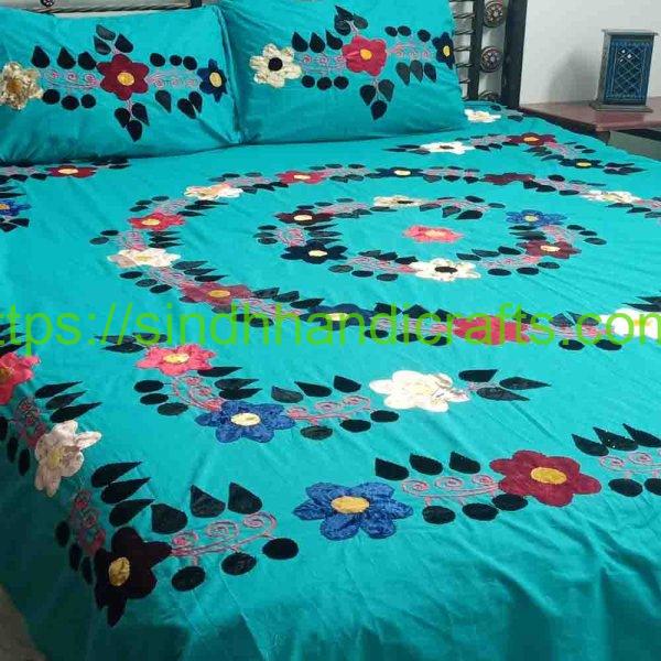 Applique Work Designs Bed Sheets