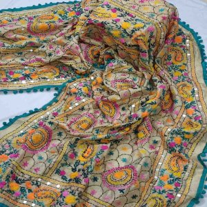 Charming Organza Dupatta with Embroidery