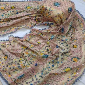 Traditional Hand Embroidery Organza Dupatta