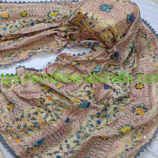 Traditional Hand Embroidery Organza Dupatta