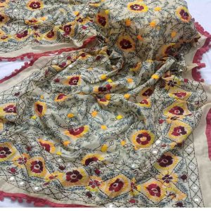 Floral Print Organza Dupatta