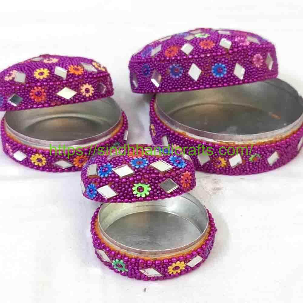 Metal Beaded Jewel Case 6b Handcrafted Jewelry Box Pakistan