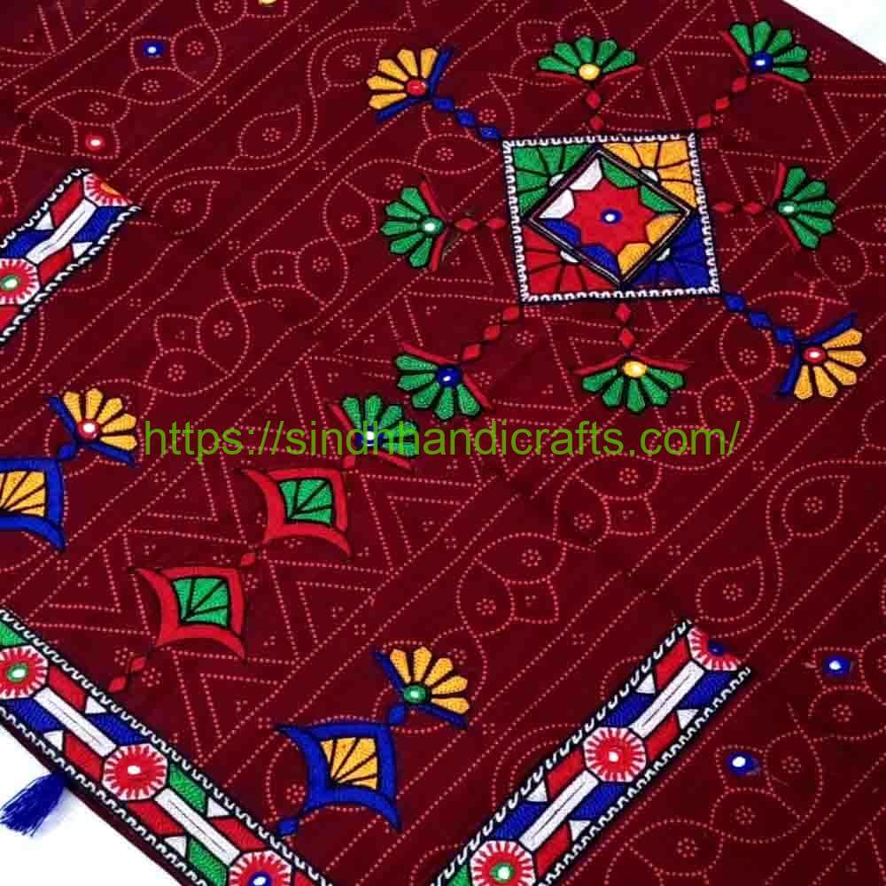 Mirror Work Ajrak Design For Women 34 Impressive Tassel Dupatta