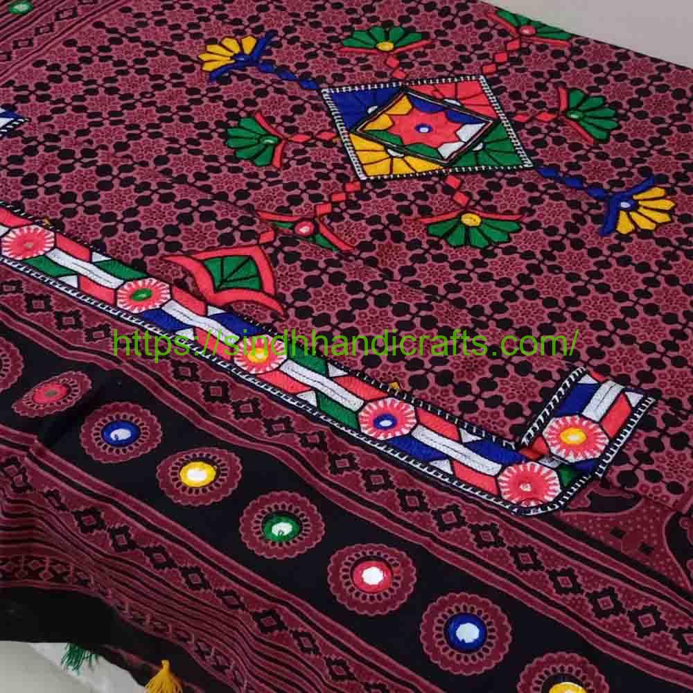 Mirror Work Ajrak Design for women4 Sindhi Ajrak Online for Ladies