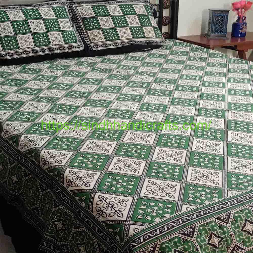 RIlli Block Print Bed Sheet 1b.jpg Sindhi Rilli Designs Bed sheets