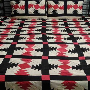 Hand block printed cotton rilli bed sheet