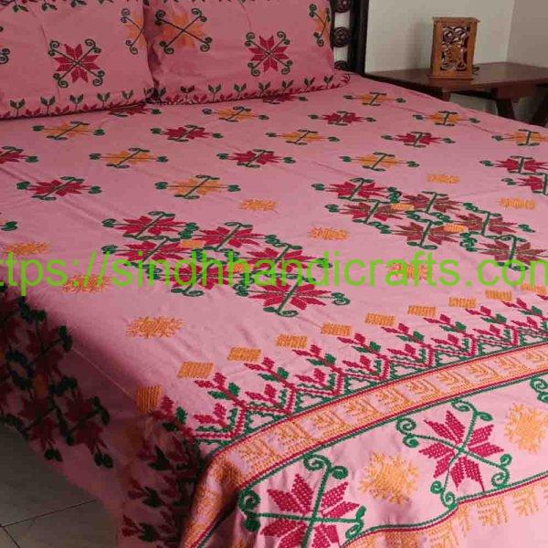 Sindhi Embroidery Bed sheets