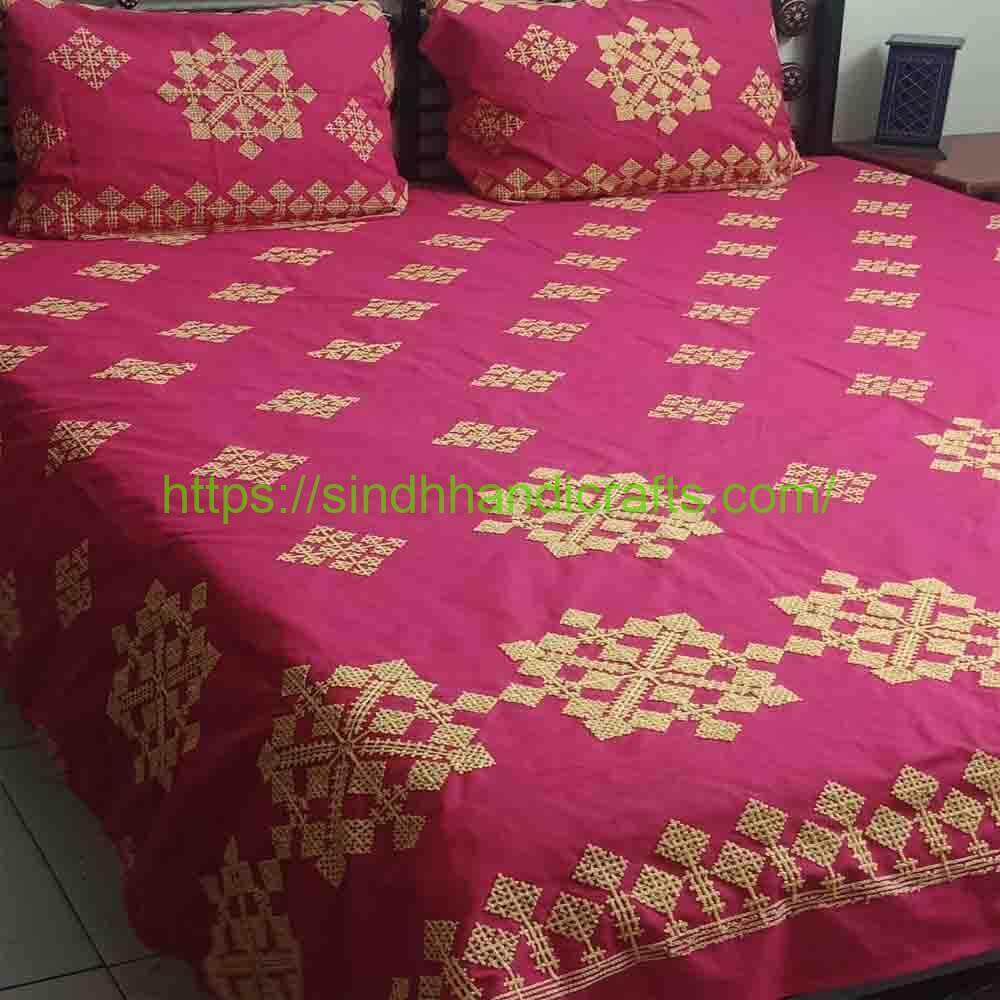 Sindhi Embroidery Bedsheet 2b Sindhi embroidered bed sheets
