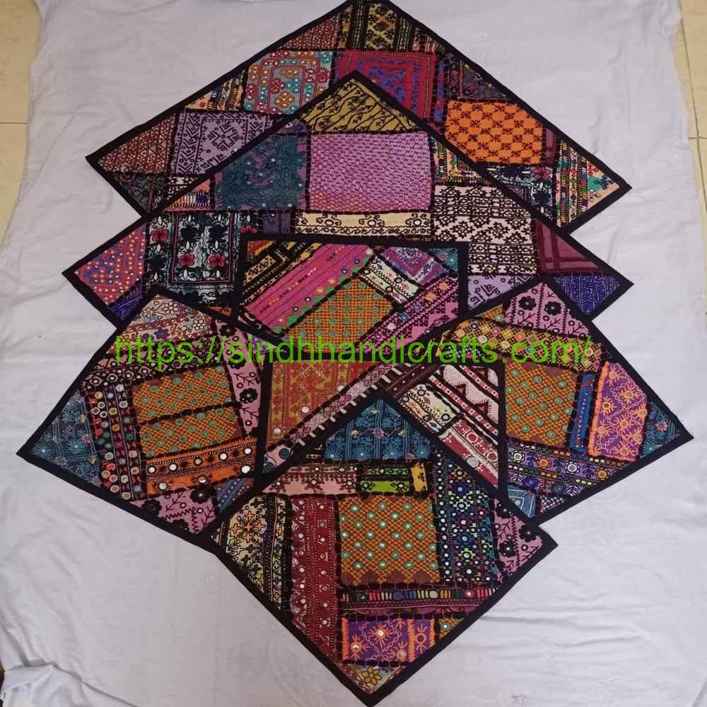 7pc Cushion and Floor Set 2 Mirror Work Sofa & Floor Cushion Cover Designs with Traditional Embroidery
